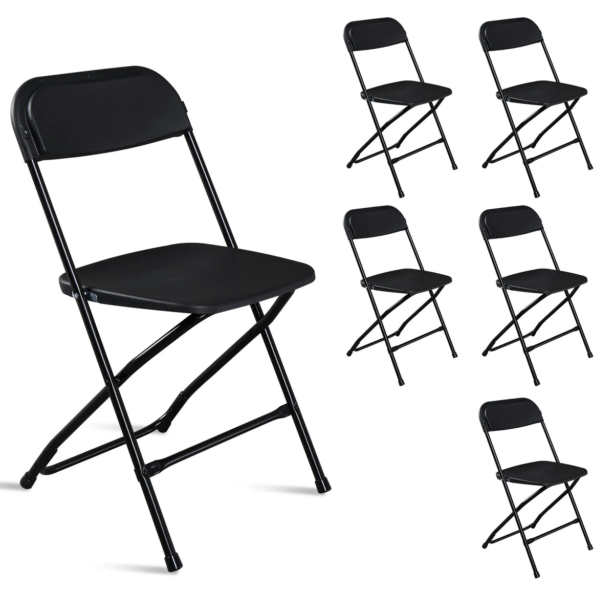 Black Plastic Folding Chairs 6 Pack O4517