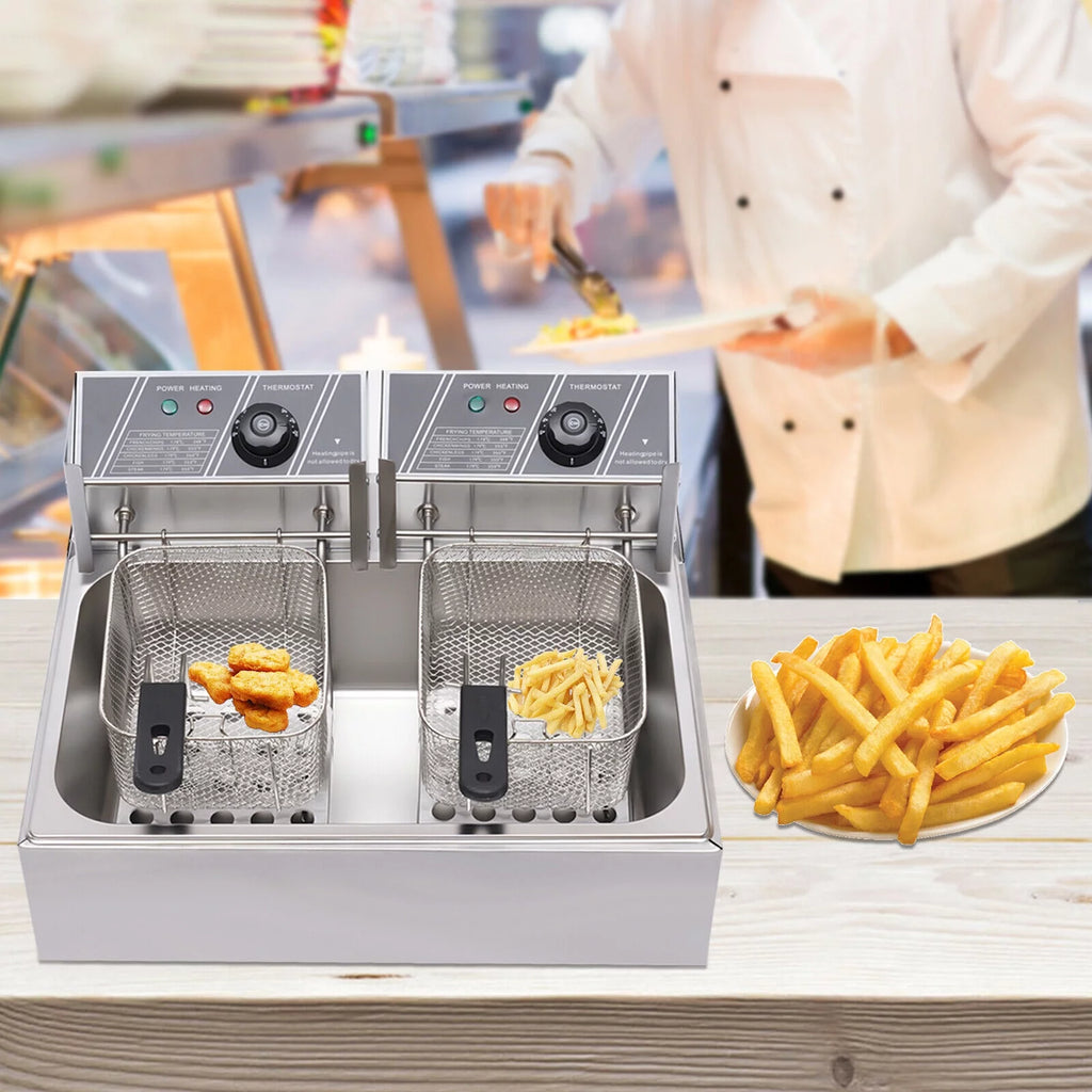 12L Stainless Steel Electric Deep Fryer 5000W V59966