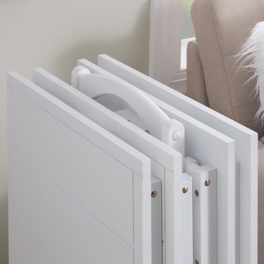 Folding Tray Table Set with Stand, 5 Pieces, White P872