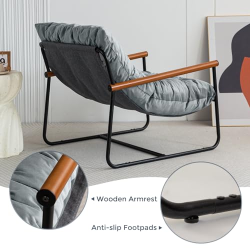 Beige Velvet Accent Chair with Metal Frame S694