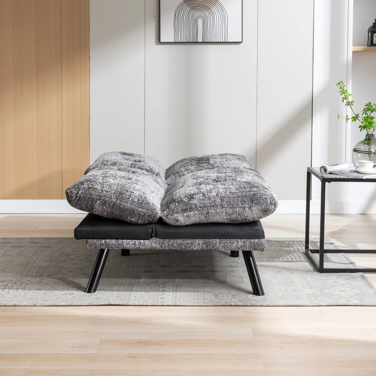 Convertible Sofa Bed Adjustable Lounge Couch with Metal Legs S434