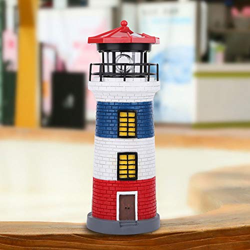 LED Solar Lighthouse Statue Rotating Lawn Decorations F53397