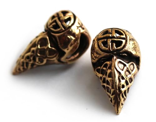 Bronze Norse Viking Celtic Raven Head Beard Beads Rings I2093