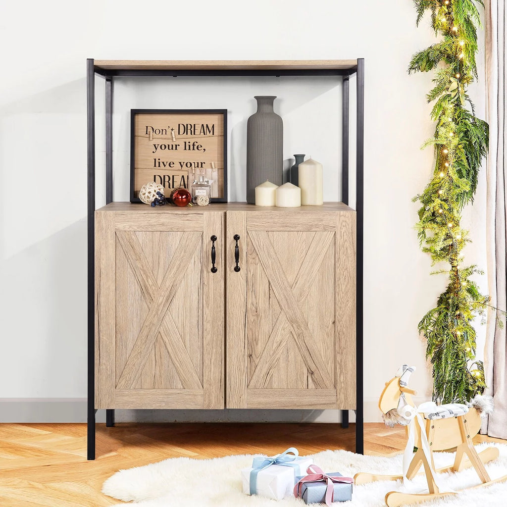 47" Oak Storage Cabinet with Hutch R538967