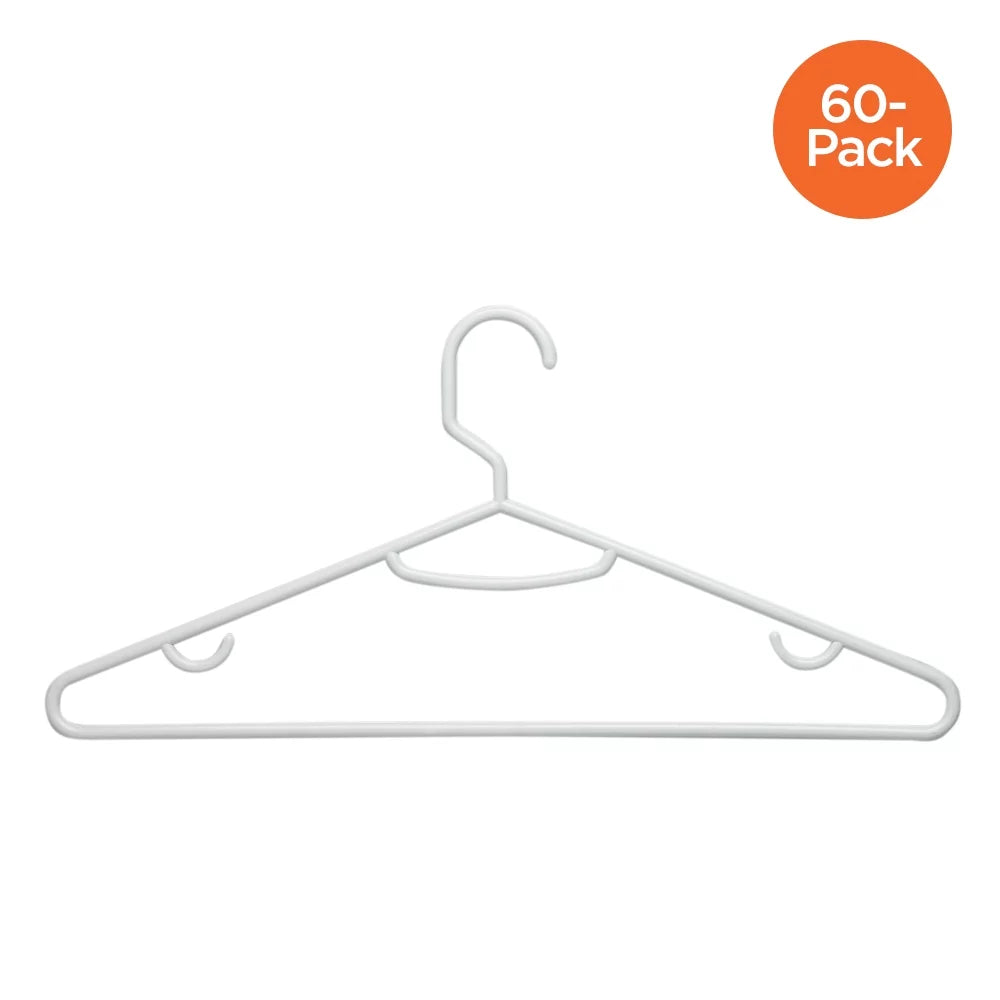 Recycled Plastic Petite Clothing Hangers, 60 Pack, White J3734
