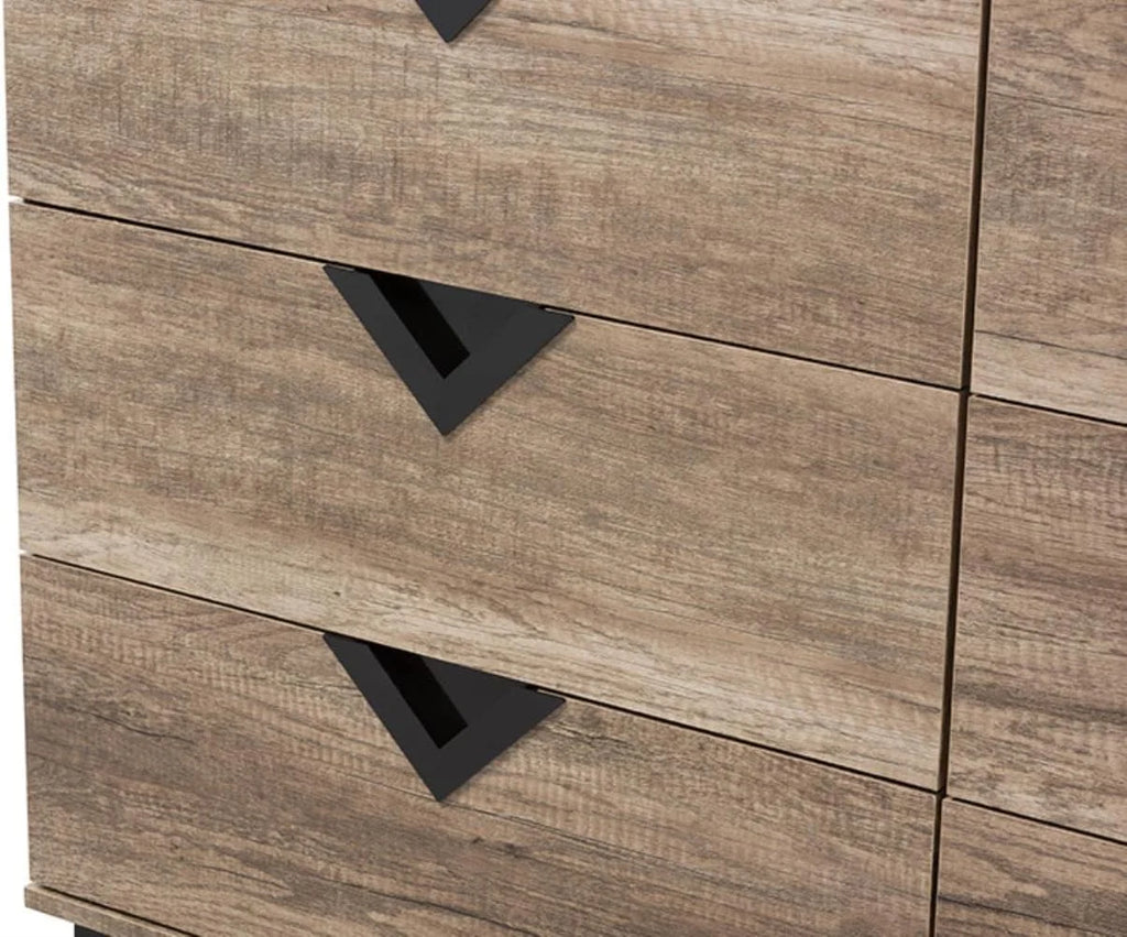 Light Brown Wood 6-Drawer Chest T7289