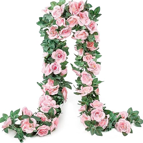 White 10PCS Artificial Rose Garland 7.5Ft U340