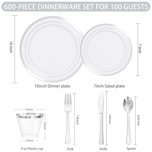 300 Pcs Gold Glitter Disposable Dinnerware Set Y1499