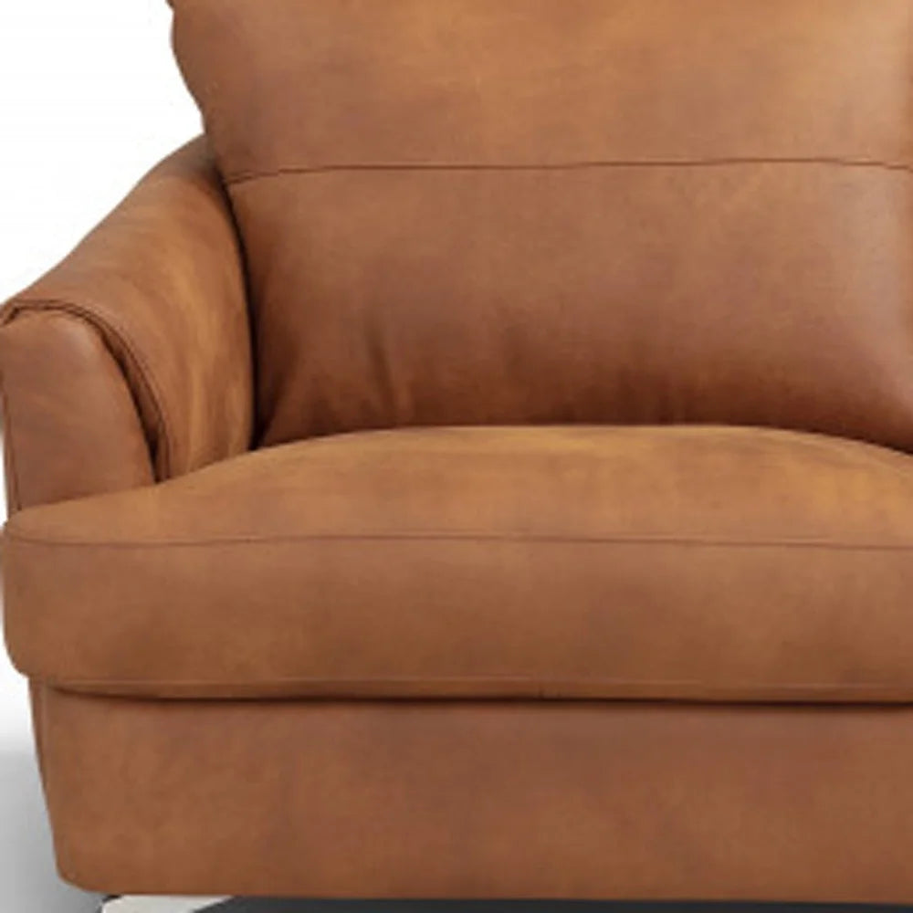 Camel Leather & Black Love Seat Q3906