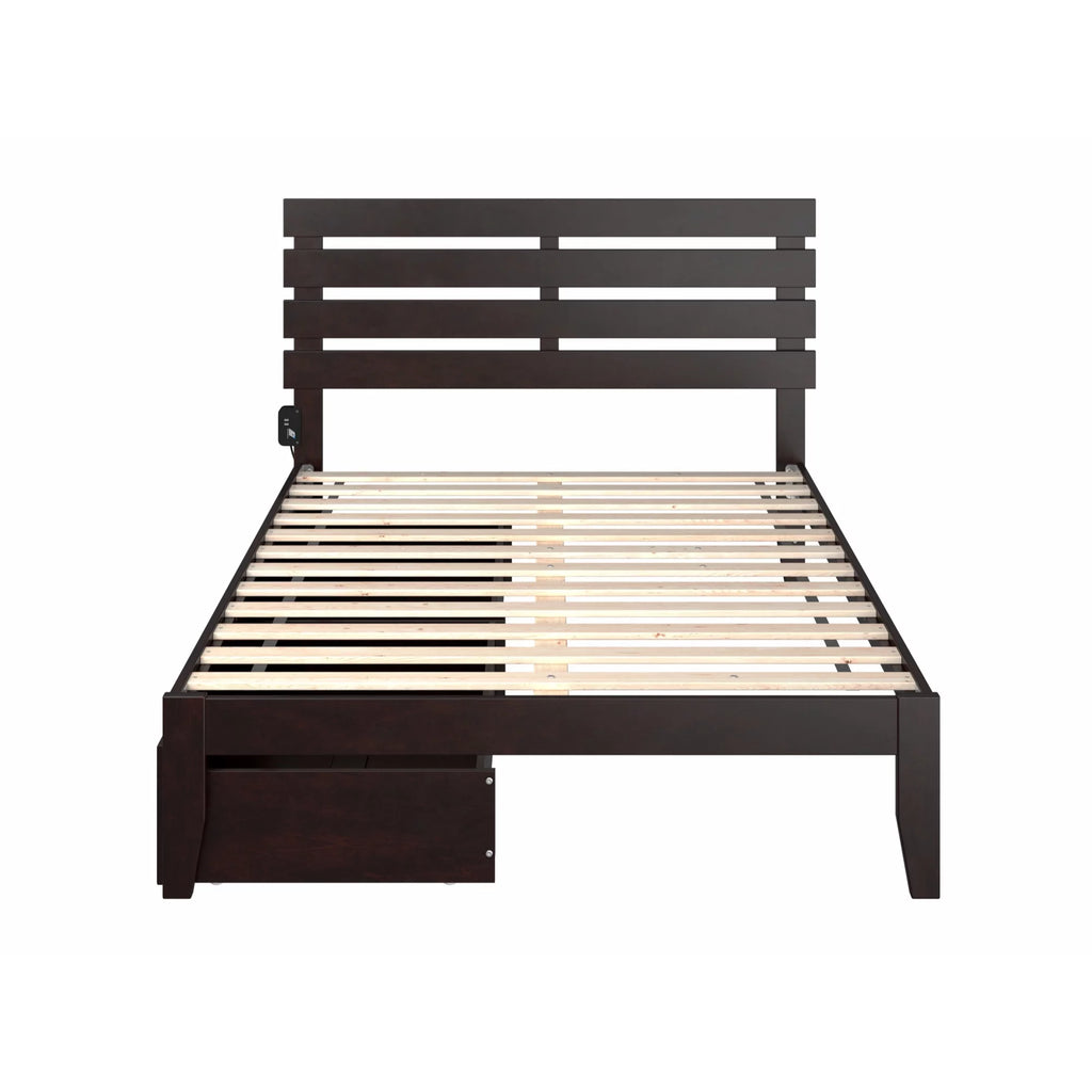 Modern Wood Full Bed with 2 Drawers R490