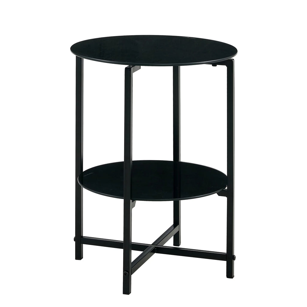 Round Tempered Glass End Table N91085