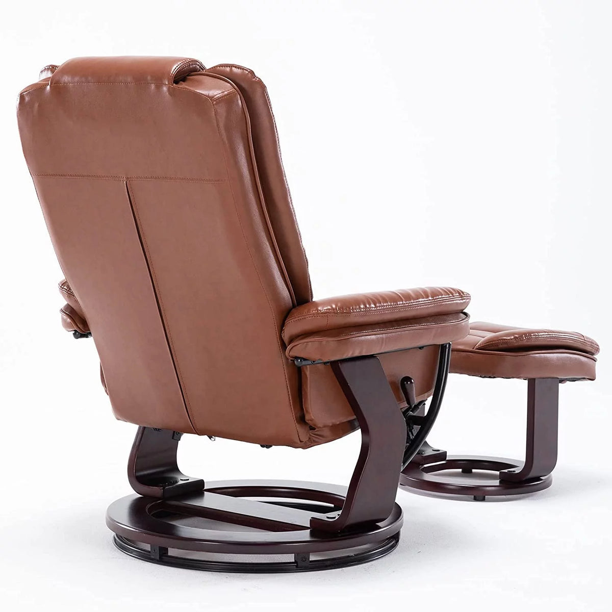 Brown Faux Leather Recliner with Ottoman Q28182