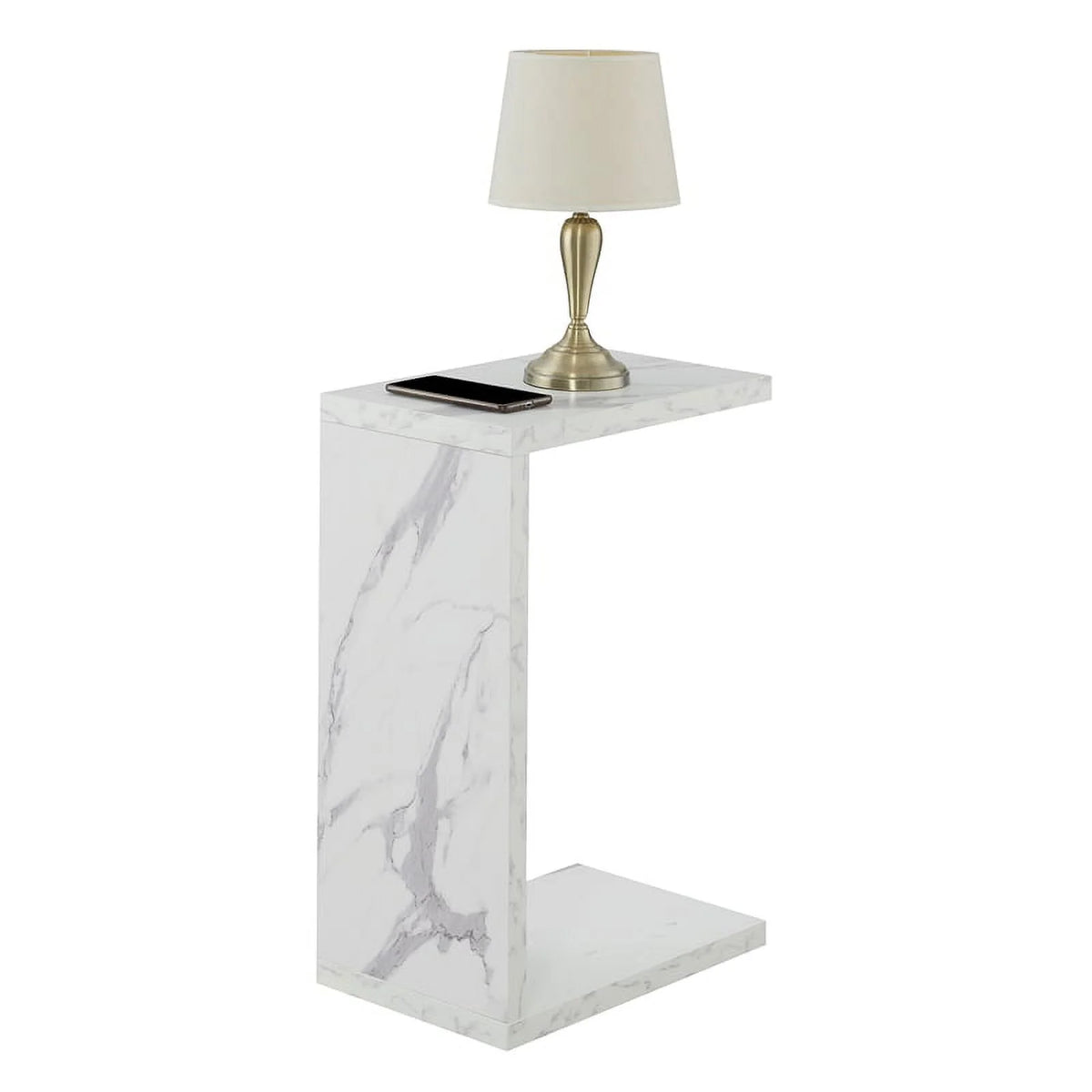 Faux White Marble Wood C End Table Set of 2 X138