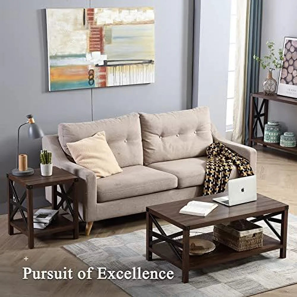 Rustic Wood End Table D985