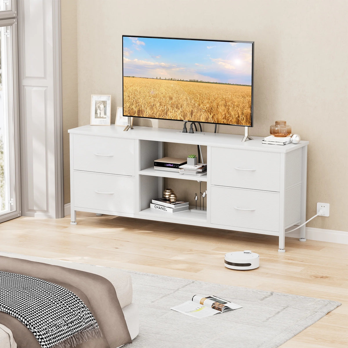 White 4 Drawer Dresser TV Stand A924