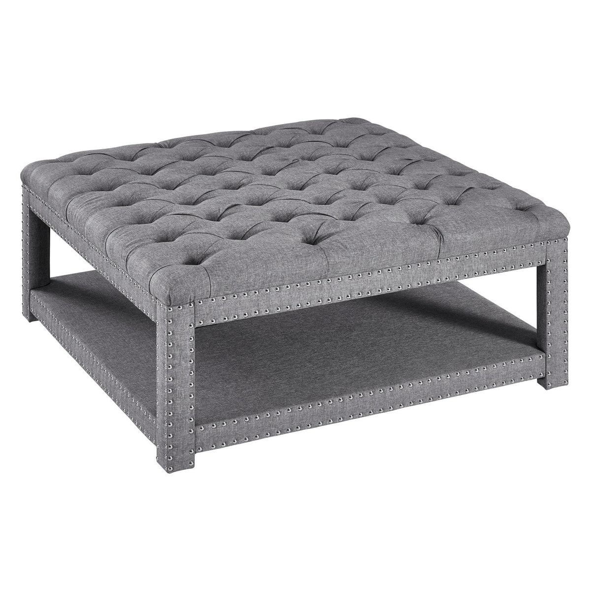 Modern Nailhead Tufted Cocktail Ottoman U6487