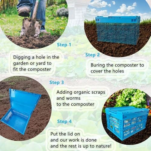 6 Gallon Foldable Compost Bin with Holes and Lids X6062