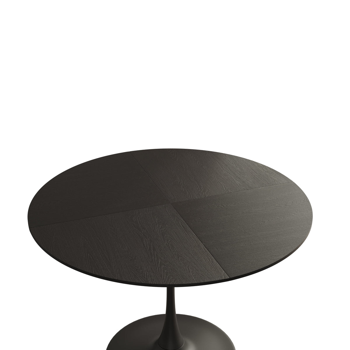47.24" Round Dining Table with Black Solid Wood Grain Top and Metal Base Q378