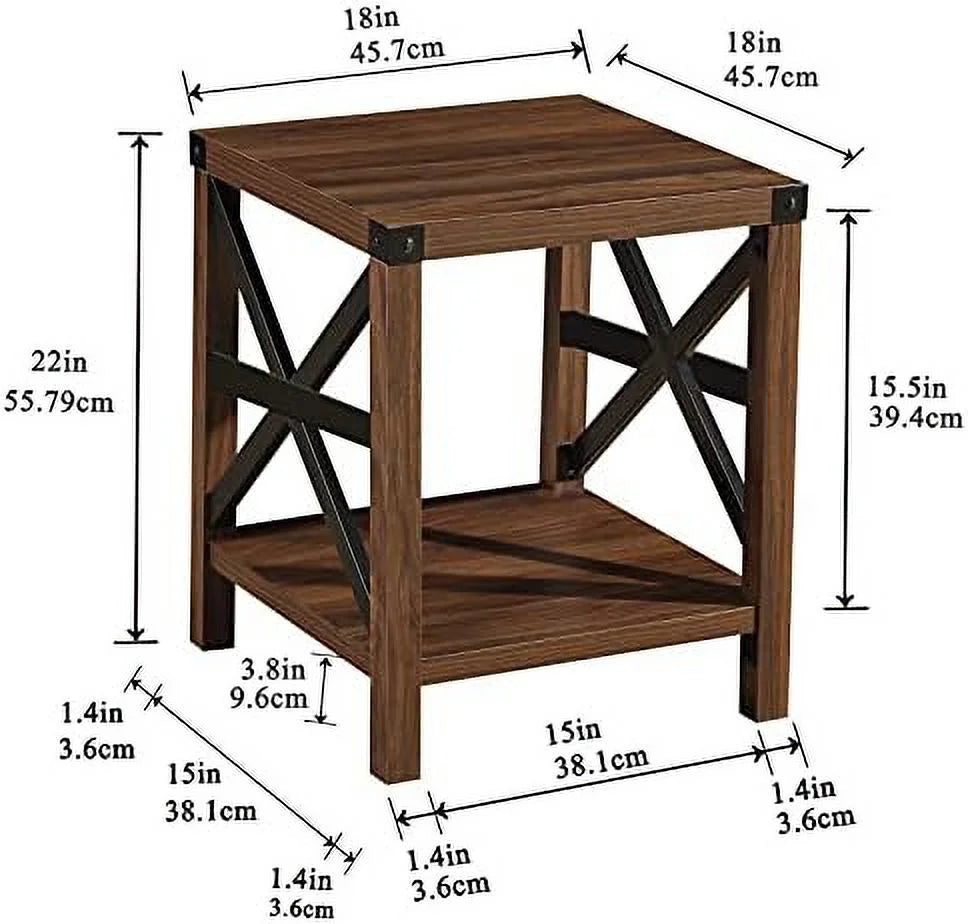 Rustic Wood End Table D985