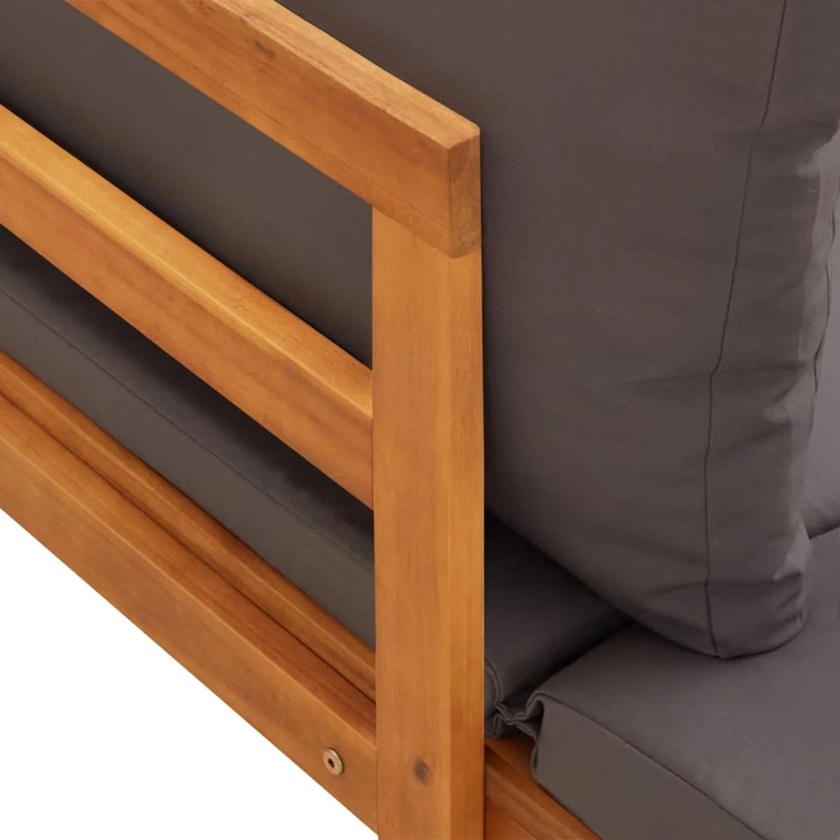 Acacia Wood Garden Bench with Dark Gray Cushions J6520