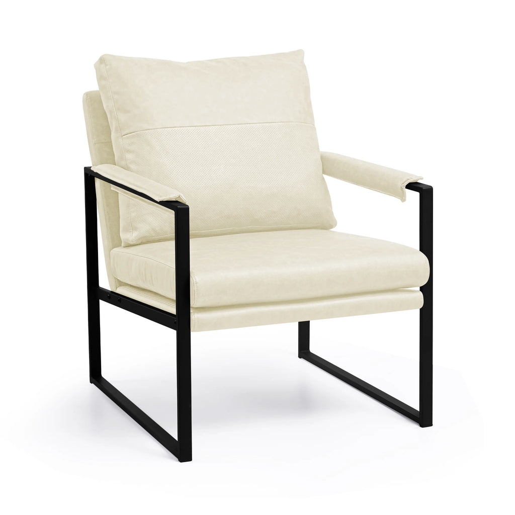 Cream PU Leather Accent Chair M346769