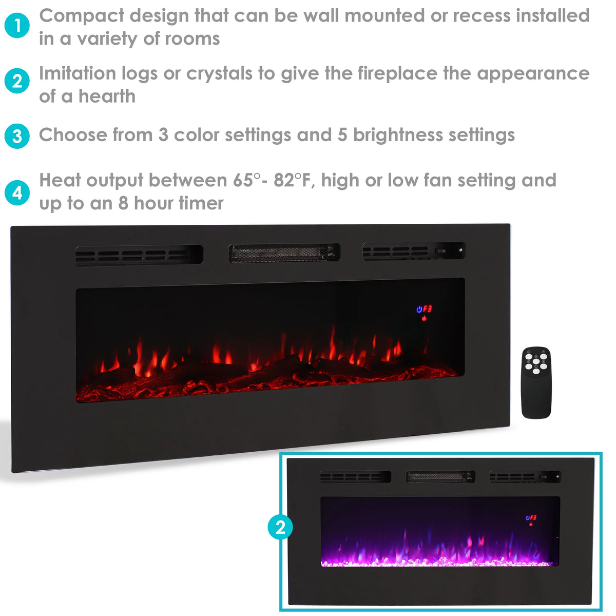 50" Black Electric Fireplace I4462