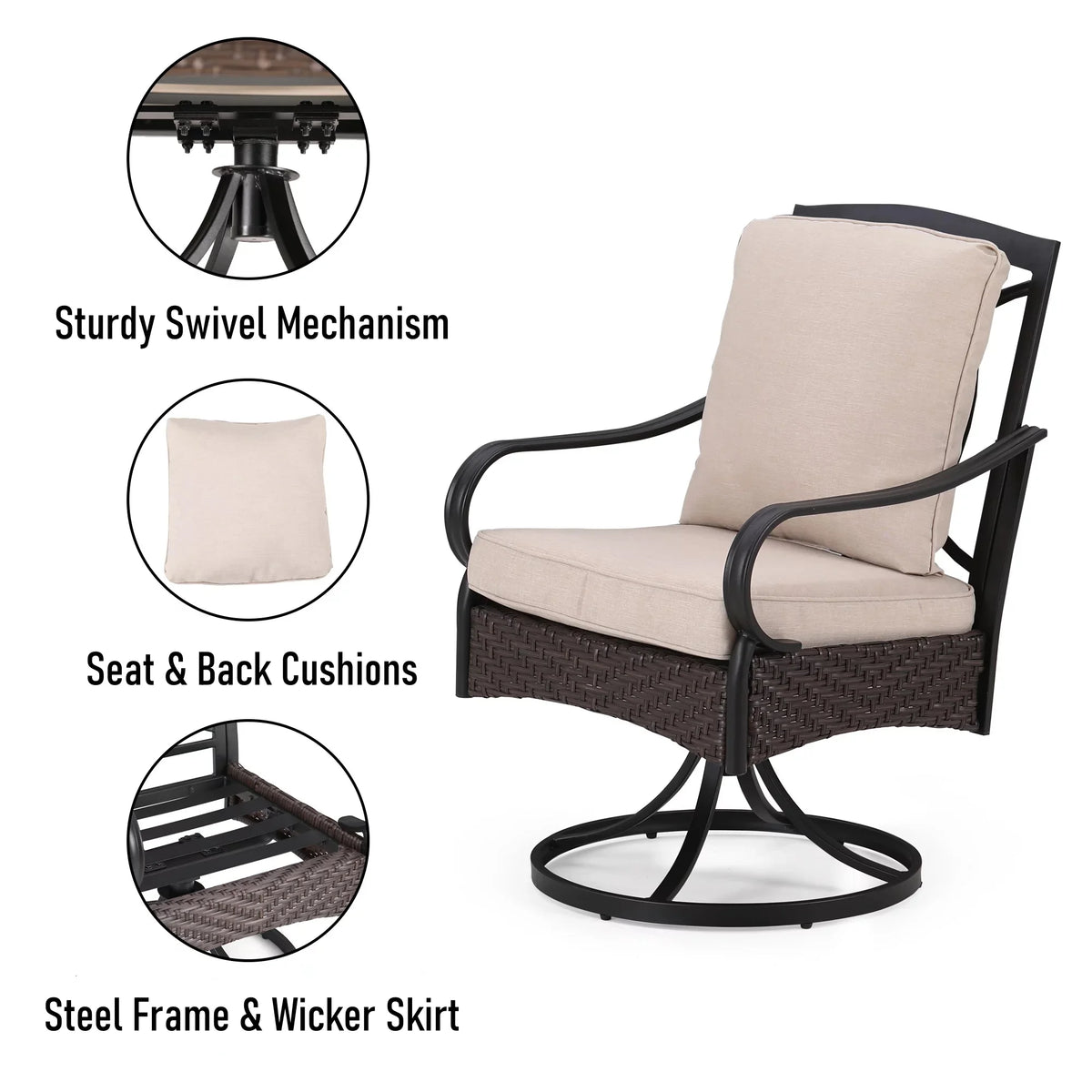 5-Piece Wicker Patio Conversation Set with Fire Pit Table F9959