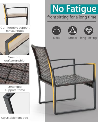 3 Pieces Rattan Patio Furniture Set with Coffee Table D27740