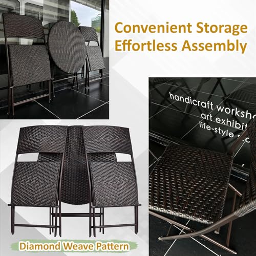 3 Pieces PE Wicker Rattan Folding Bistro Set V448383