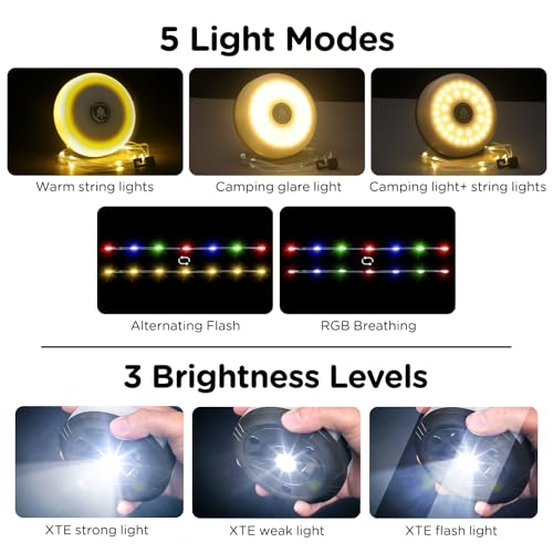 2-Pack 32.8FT Rechargeable Camping String Lights Q5917