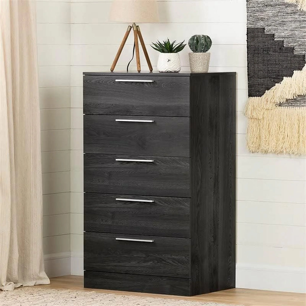 Dark Grey 5 Drawer Wood Dresser K537973