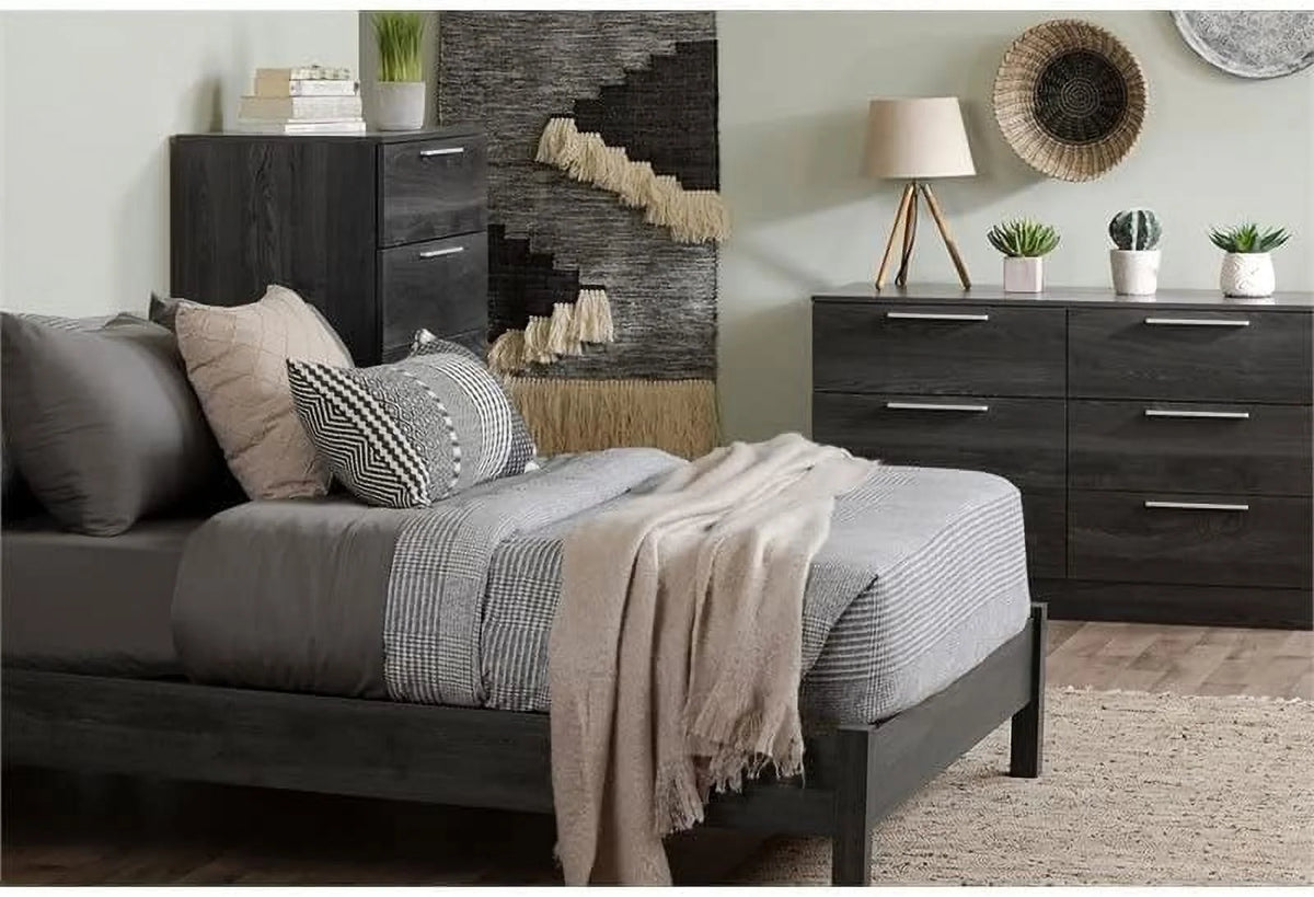 Dark Grey 5 Drawer Wood Dresser K537973