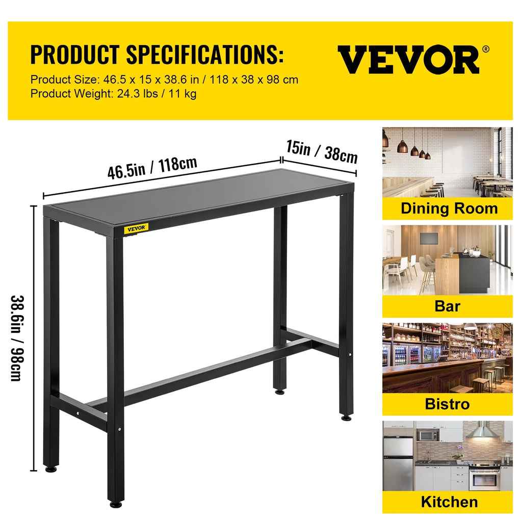 Narrow Rectangular Bar Height Outdoor Table with Adjustable Feet W721868