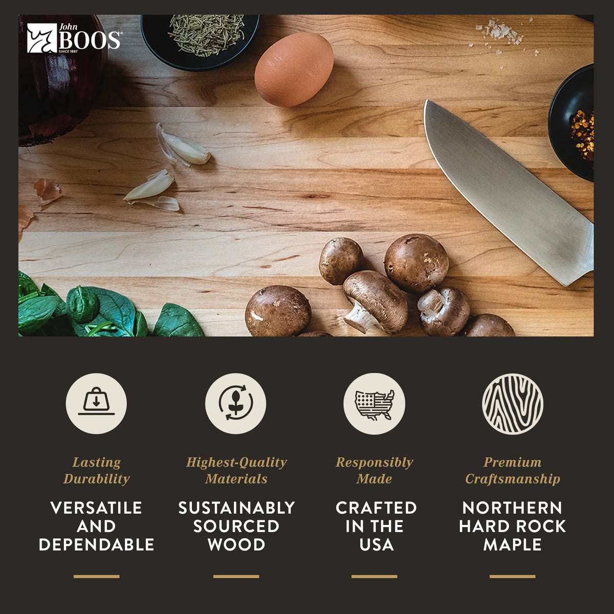 Maple Wood Edge Grain Cutting Board, 16" x 10" x 1" P496