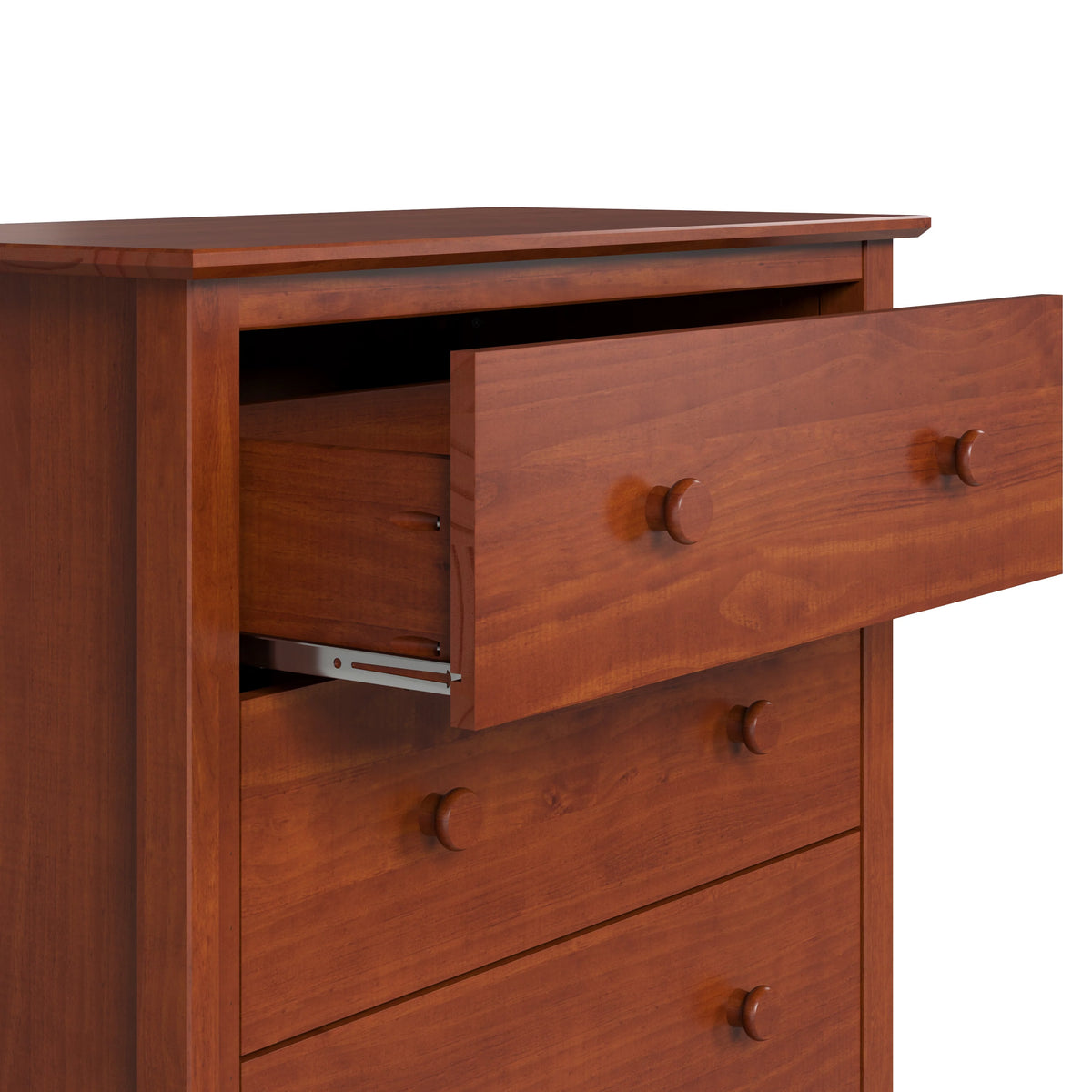 Solid Wood Four Drawer Chest of Dressers Pecan Q878