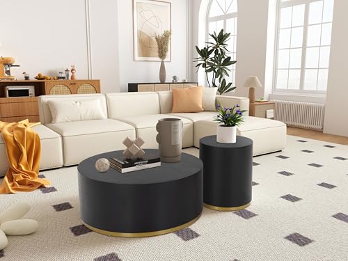 15.75'' Round Coffee Table with Faux Marble Pattern A35788