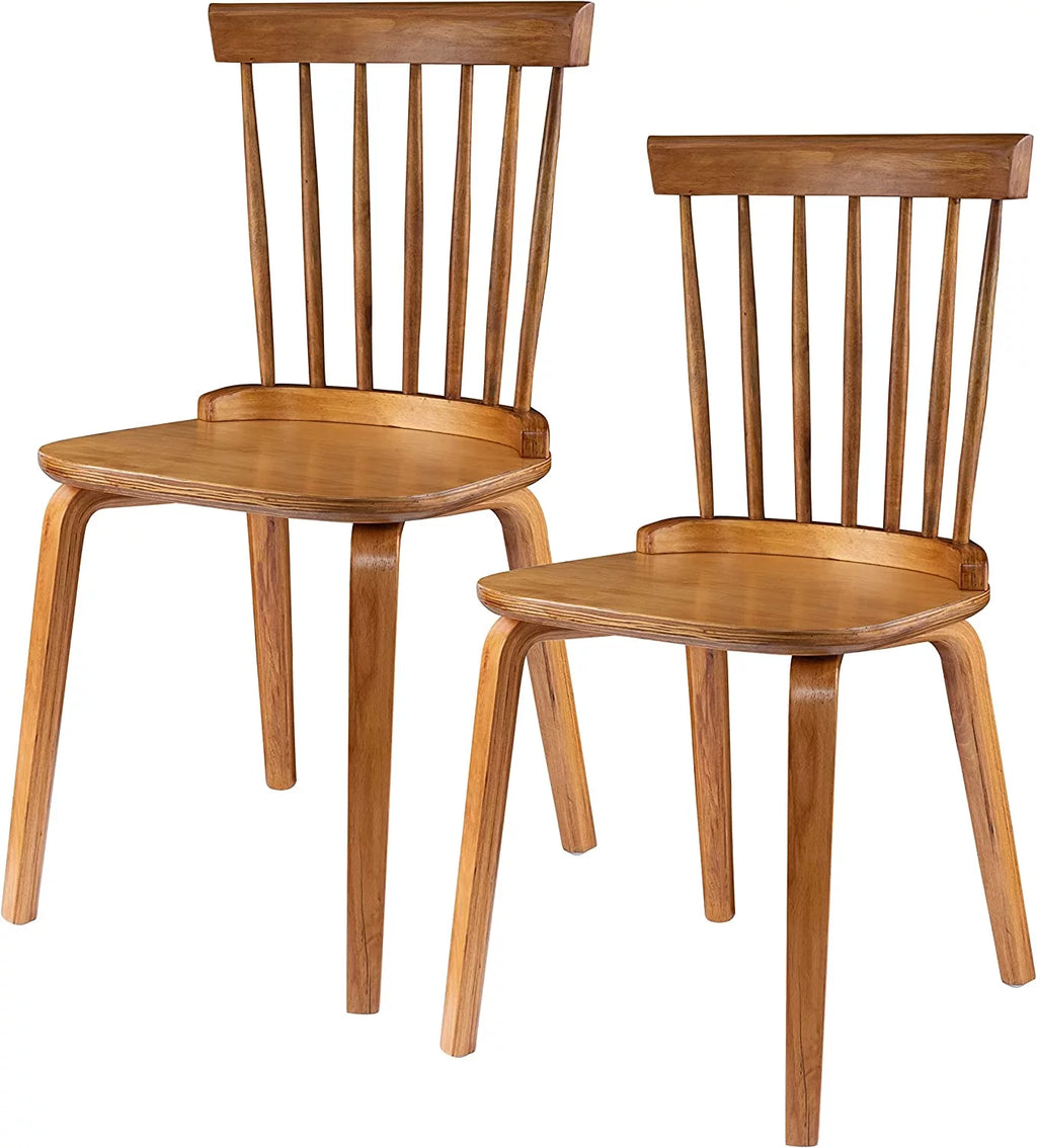 Orange Slat Back Wood Dining Chairs Set of 2 R481216