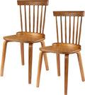 Orange Slat Back Wood Dining Chairs Set of 2 R481216