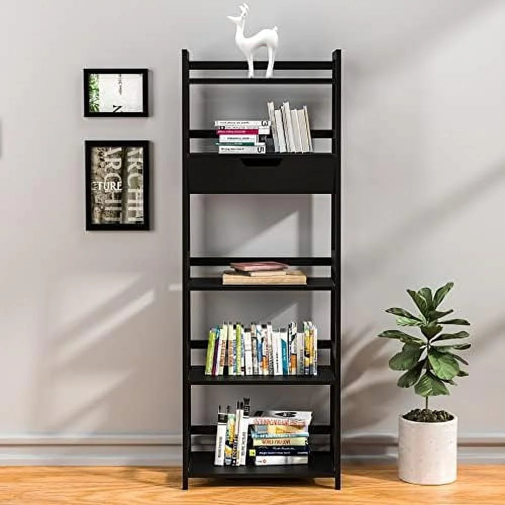 White Bookshelf with Drawers S38356