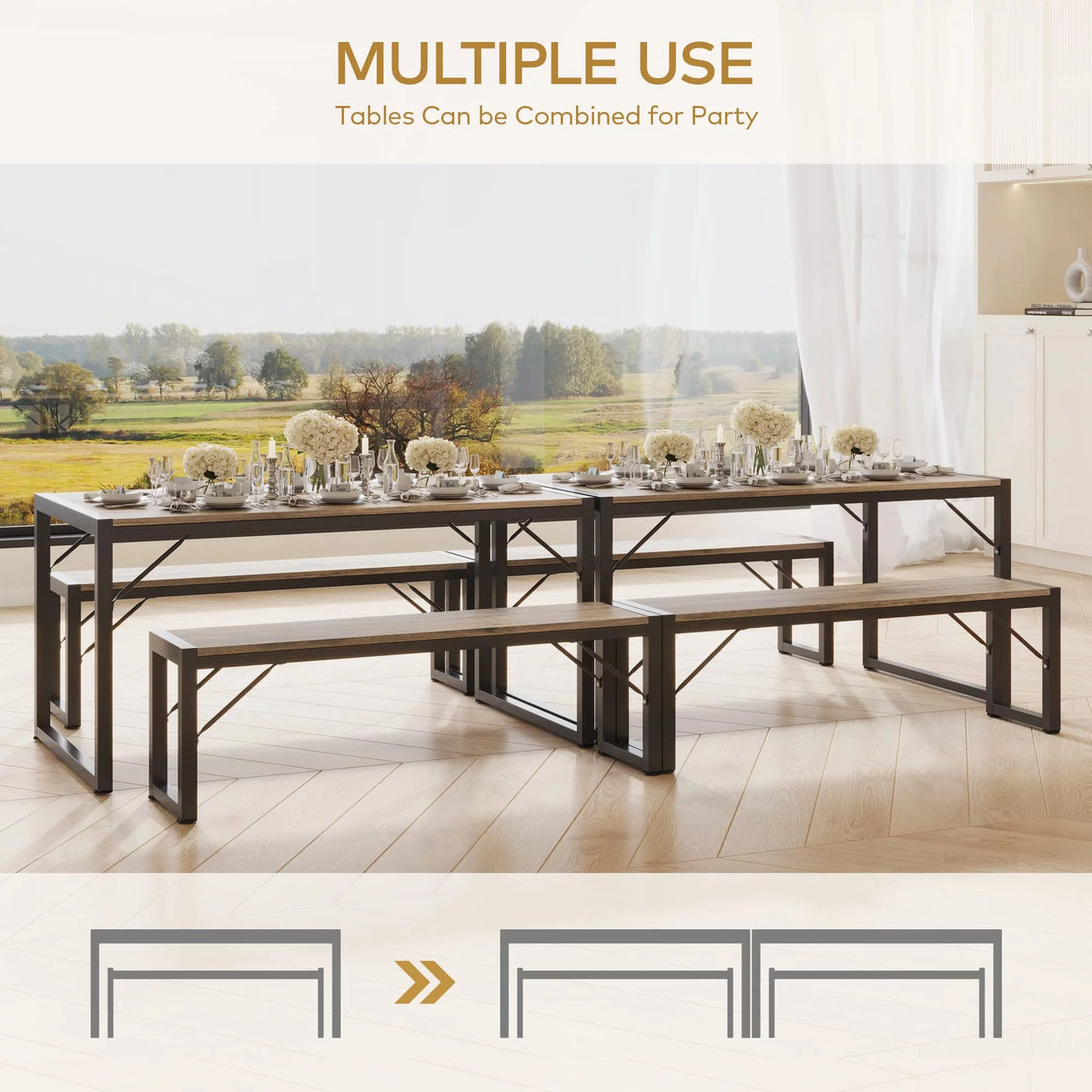 Dining Table Set for 4 Grey O202651