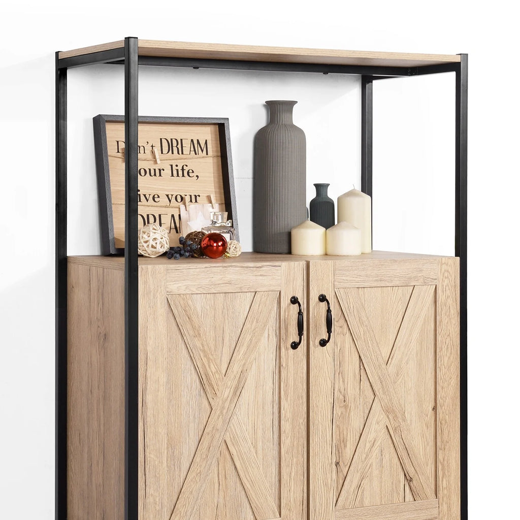 47" Oak Storage Cabinet with Hutch R538967