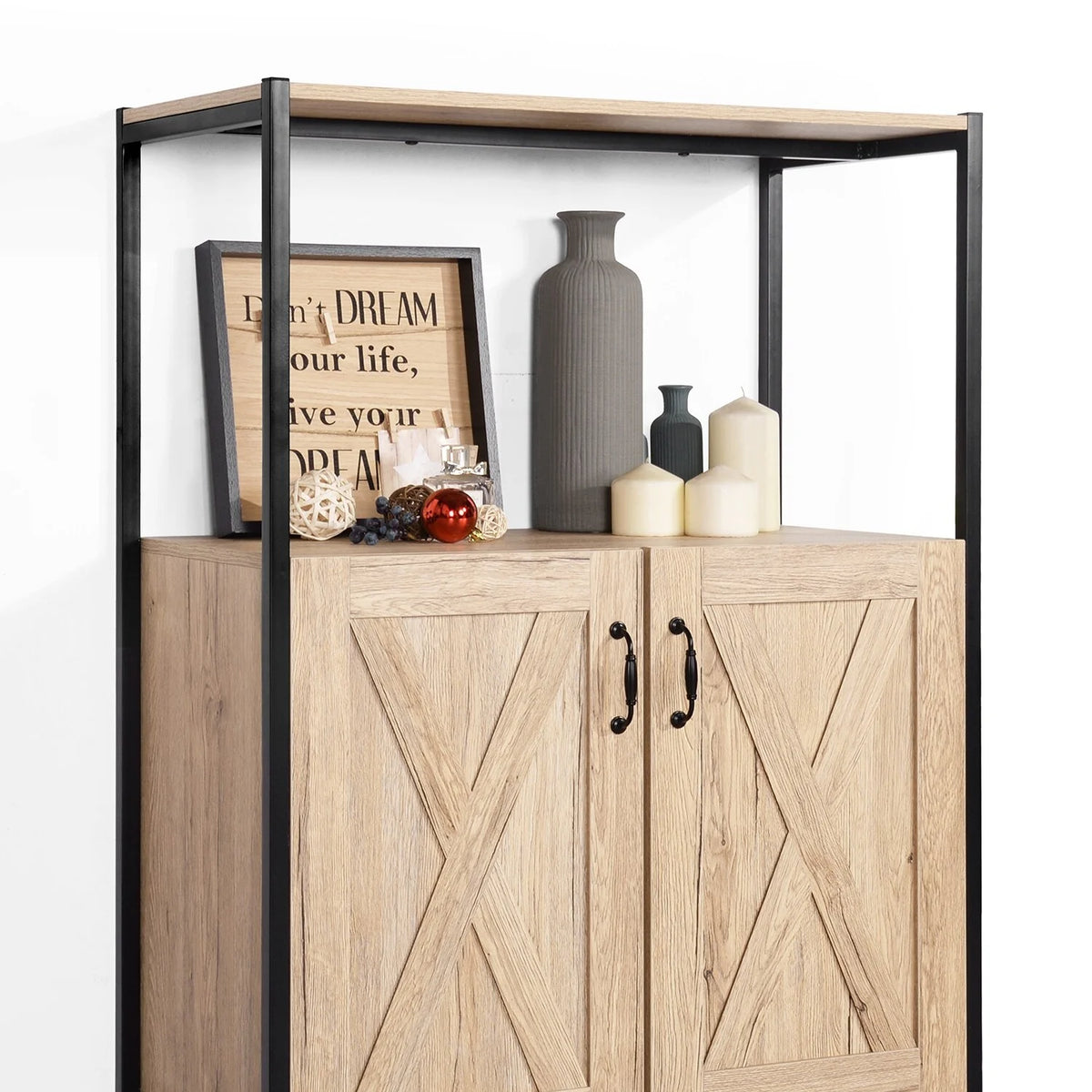 47" Oak Storage Cabinet with Hutch R538967