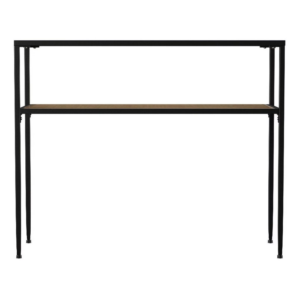 Black Engineered Wood Console Table with Glass Top J431