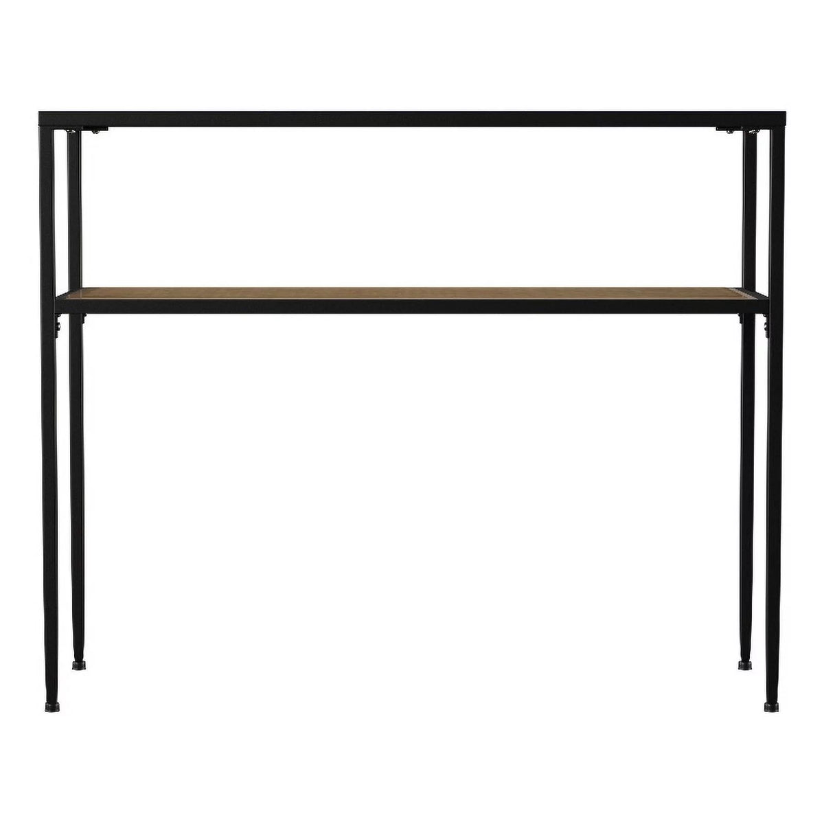 Black Engineered Wood Console Table with Glass Top J431