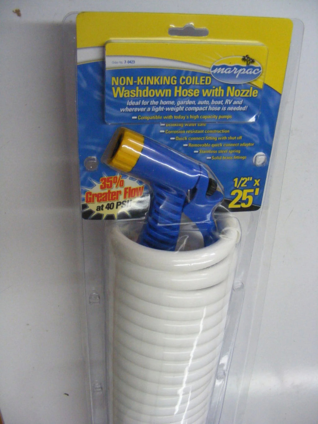 Coiled Washdown Hose with Quick Conn Nozzle 1/2"x25' P94930