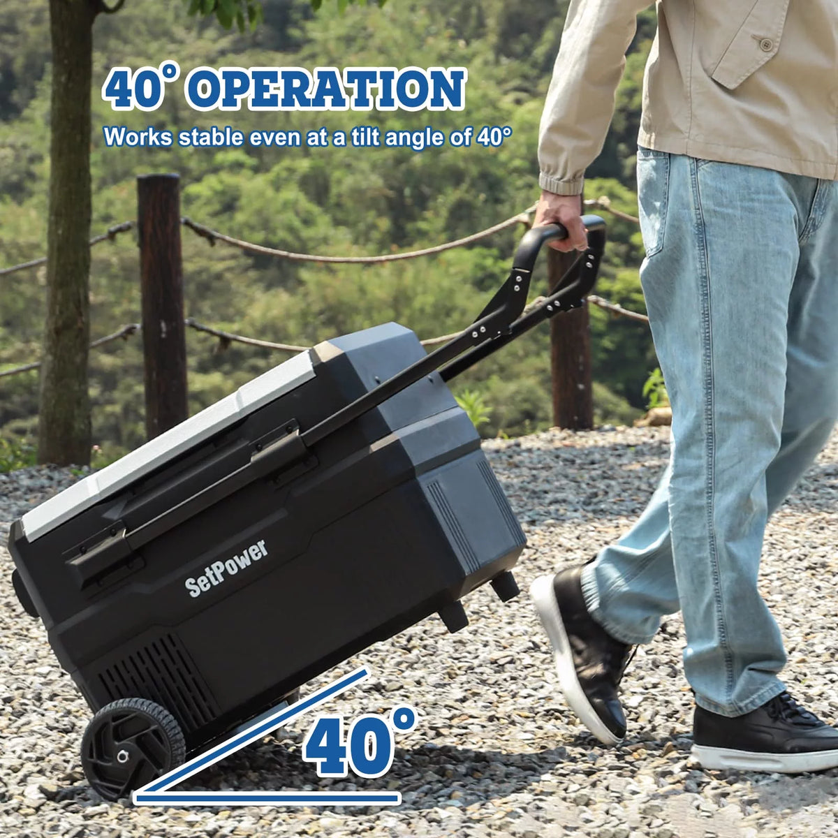 45QT Dual Zone Portable Car Refrigerator with Freezer on Wheels J1004