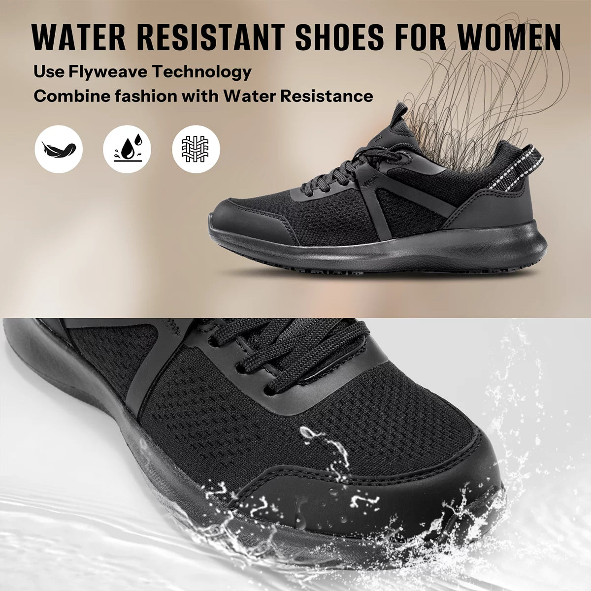 Black Slip Resistant Waterproof Work Shoes X733