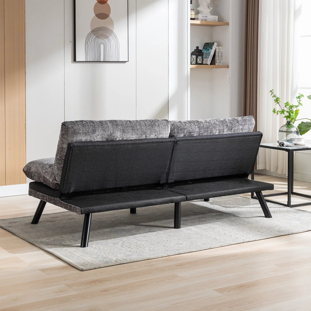 Convertible Sofa Bed Adjustable Lounge Couch with Metal Legs S434