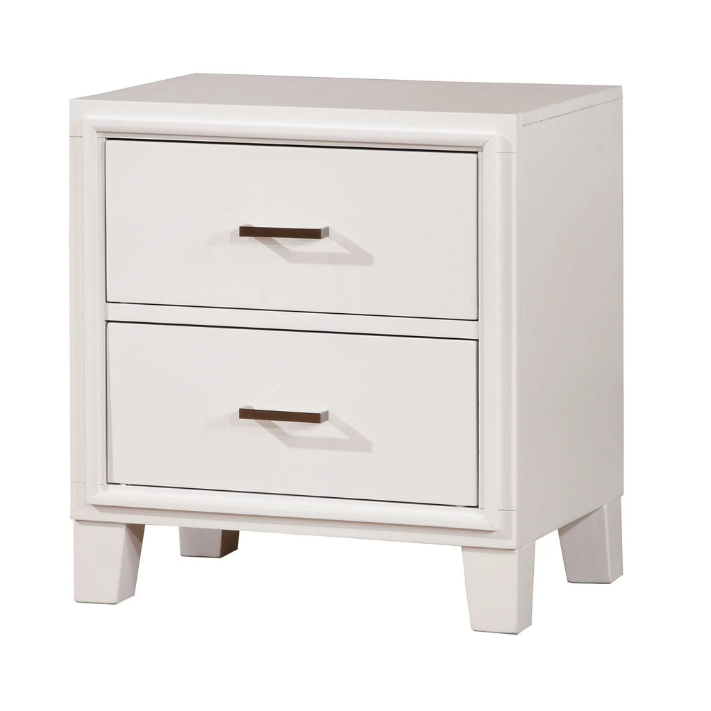 White Wood 2-Drawer Nightstand G453