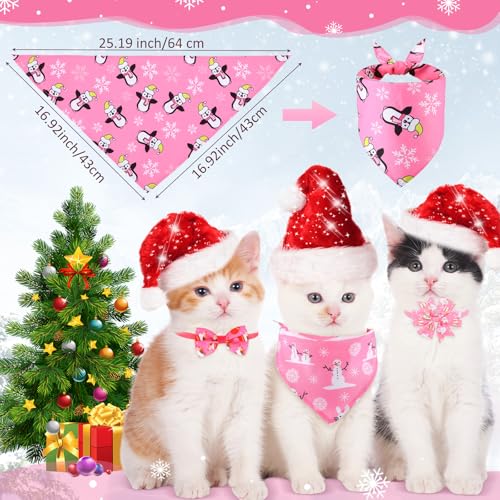 48 Pcs Pink Christmas Dog Bandanas Bow Collars and Ties Set X79997